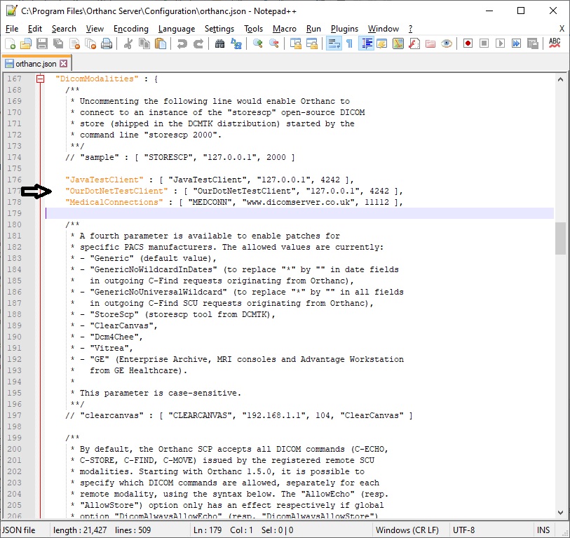 Orthanc Configuration File Settings