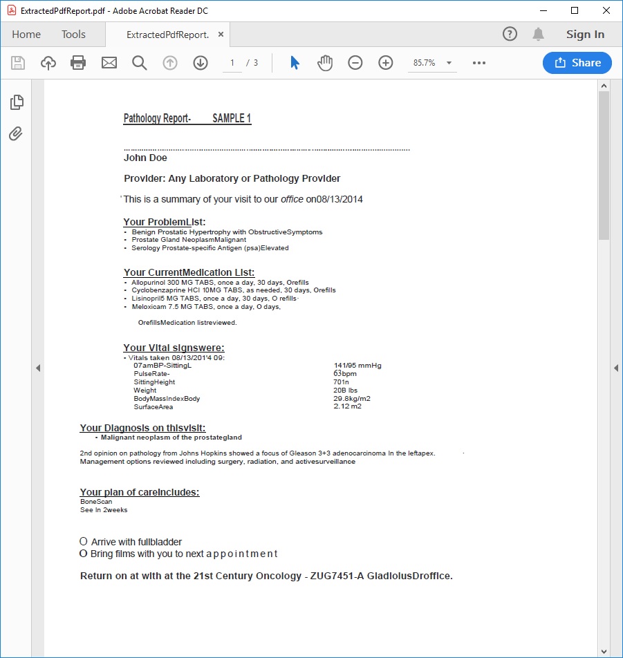 Extracted PDF Pathology Report