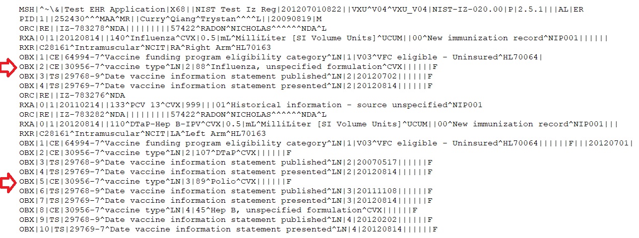 Example of Segment Groups in HL7 Messages